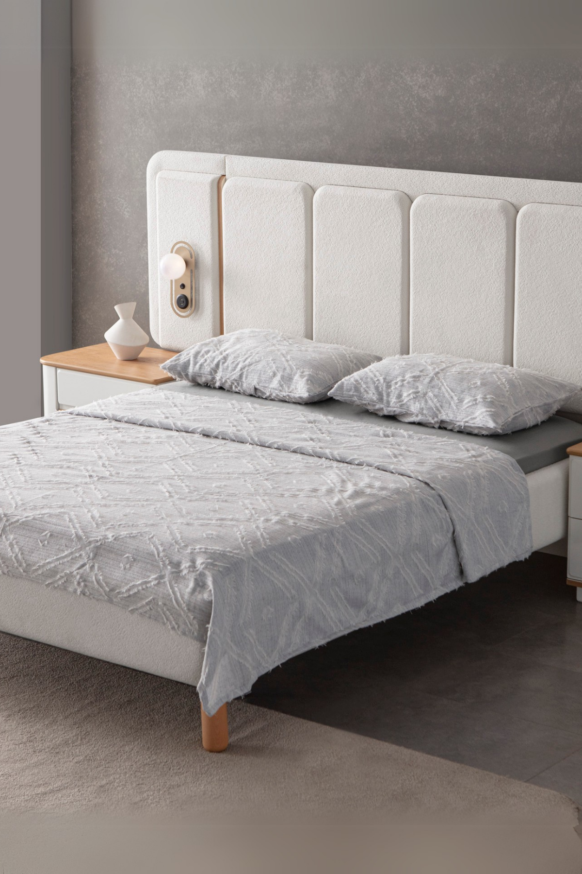 Anna Delux Çift Kişilik Çok Amaçlı Yatak Örtüsü Seti Gri Pamuk Nevresim Takımı Günlük 220x240