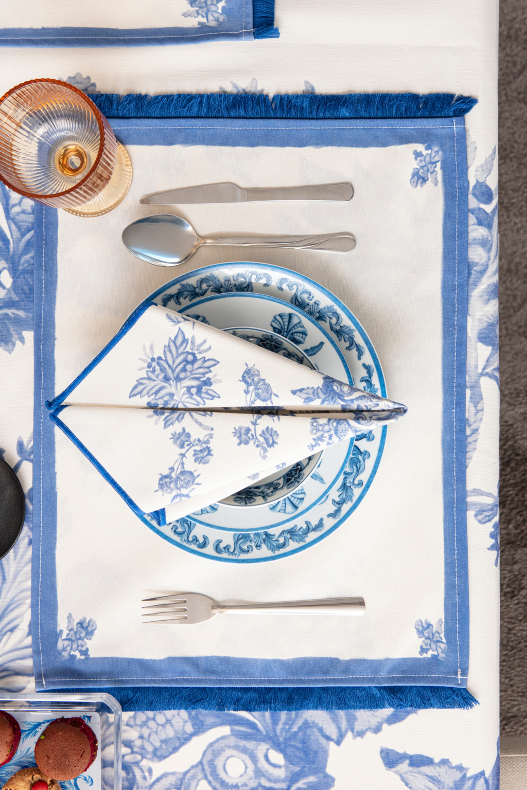 Elysian Blue, Premium Seri Duck Keten Amerikan Servis, 6'lı