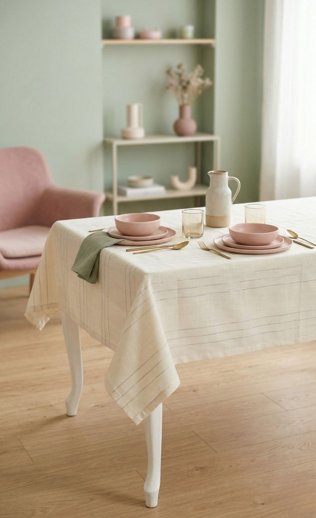 Leke Tutmaz Dertsiz Su Geçirmez Keten Colber Masa Örtüsü 160x220