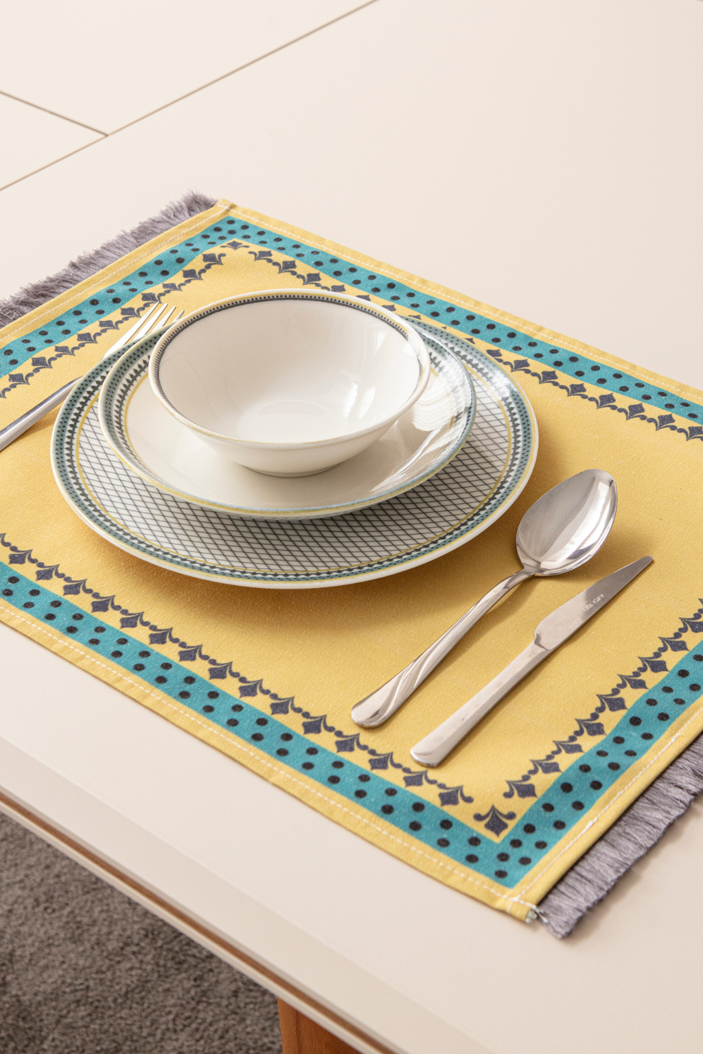 Safran Luxe, 6'lı Duck Keten Amerikan Servis, Supla, Kaymaz 40x50cm