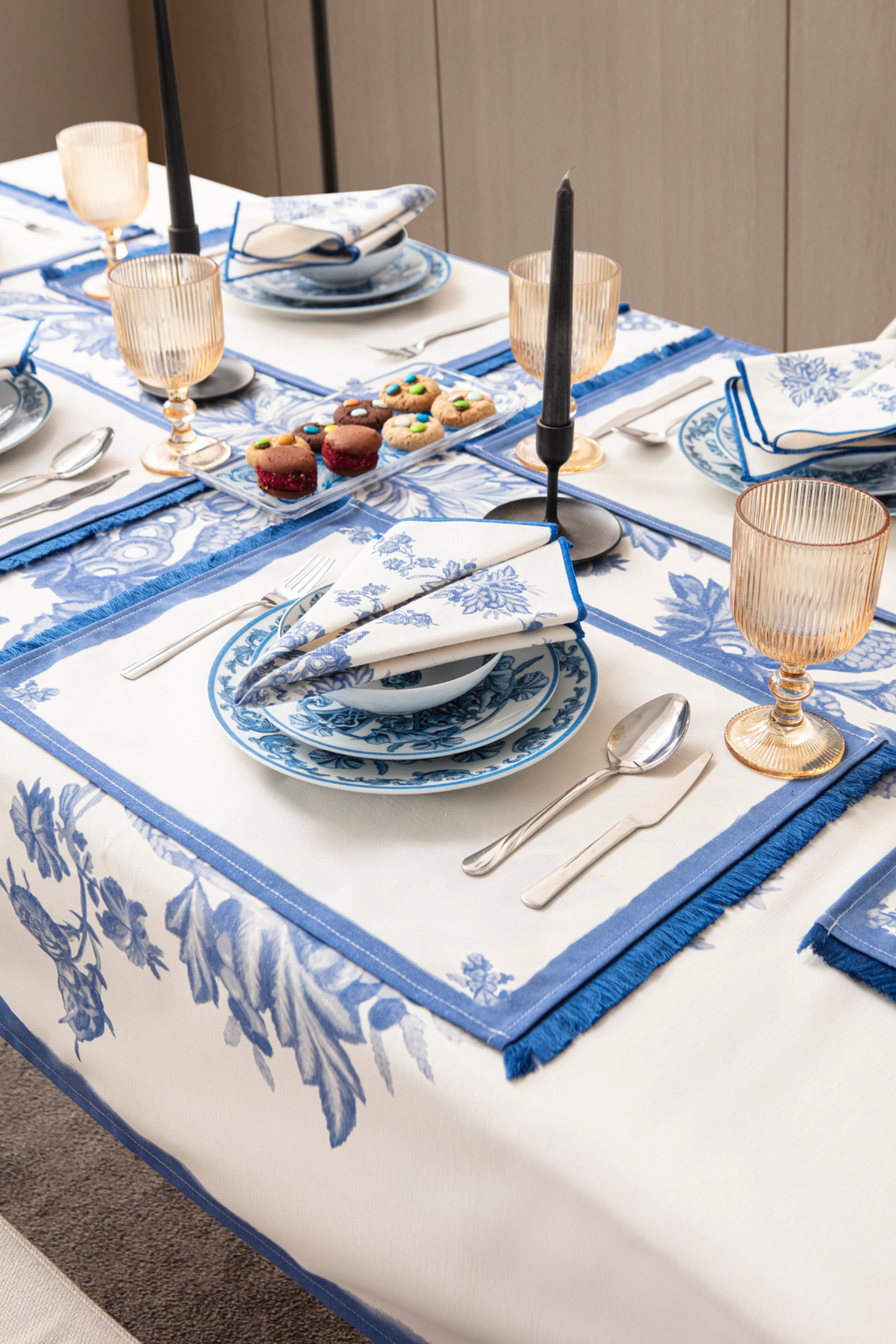 Elysian Blue, 6'lı Premium Seri Mutfak Sunum Peçetesi, Duck Keten Kumaş 40x40cm