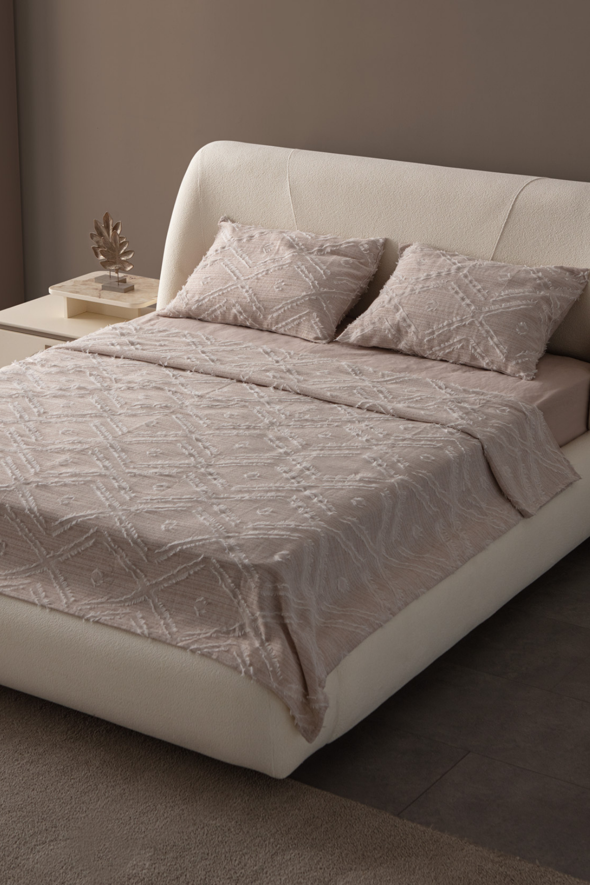 Anna Delux Çift Kişilik Çok Amaçlı Yatak Örtüsü Seti Bej Pamuk Nevresim Takımı Günlük 220x240