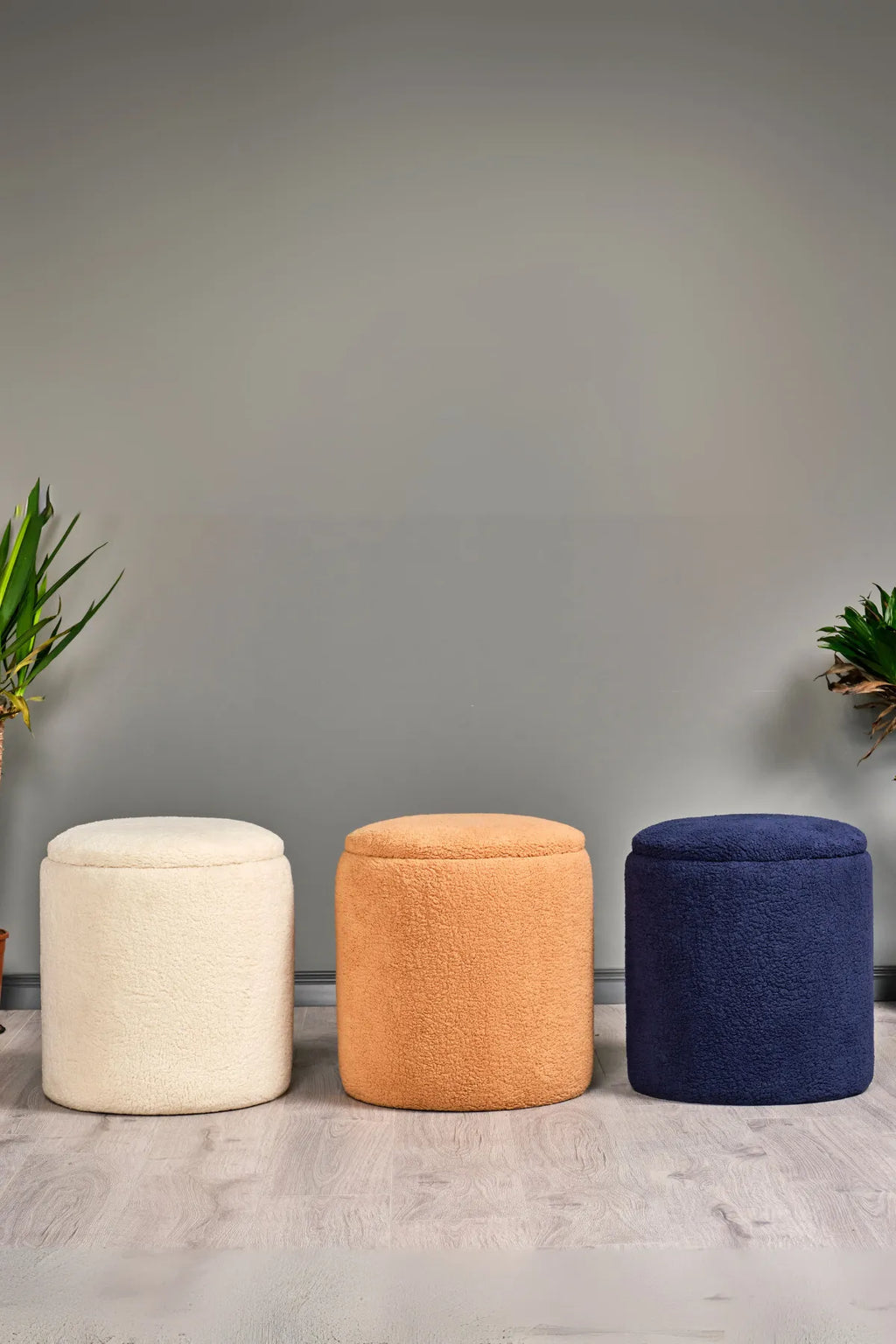 BEJ PELUŞ SANDIKLI LARGE ÇOK AMAÇLI PUF KOLTUK MAKYAJ PUFU BENCH PUF TABURE