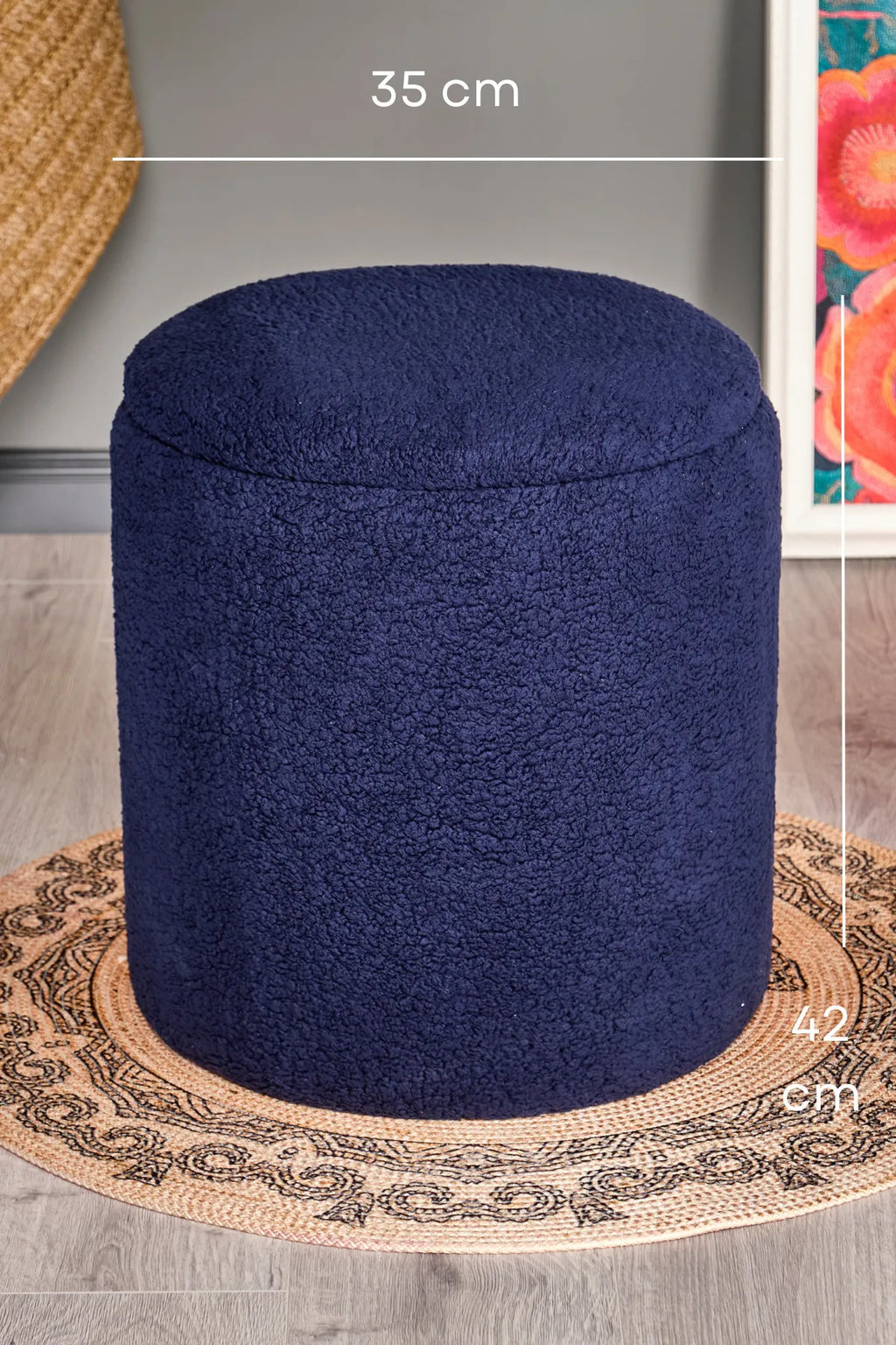 BEJ PELUŞ SANDIKLI LARGE ÇOK AMAÇLI PUF KOLTUK MAKYAJ PUFU BENCH PUF TABURE