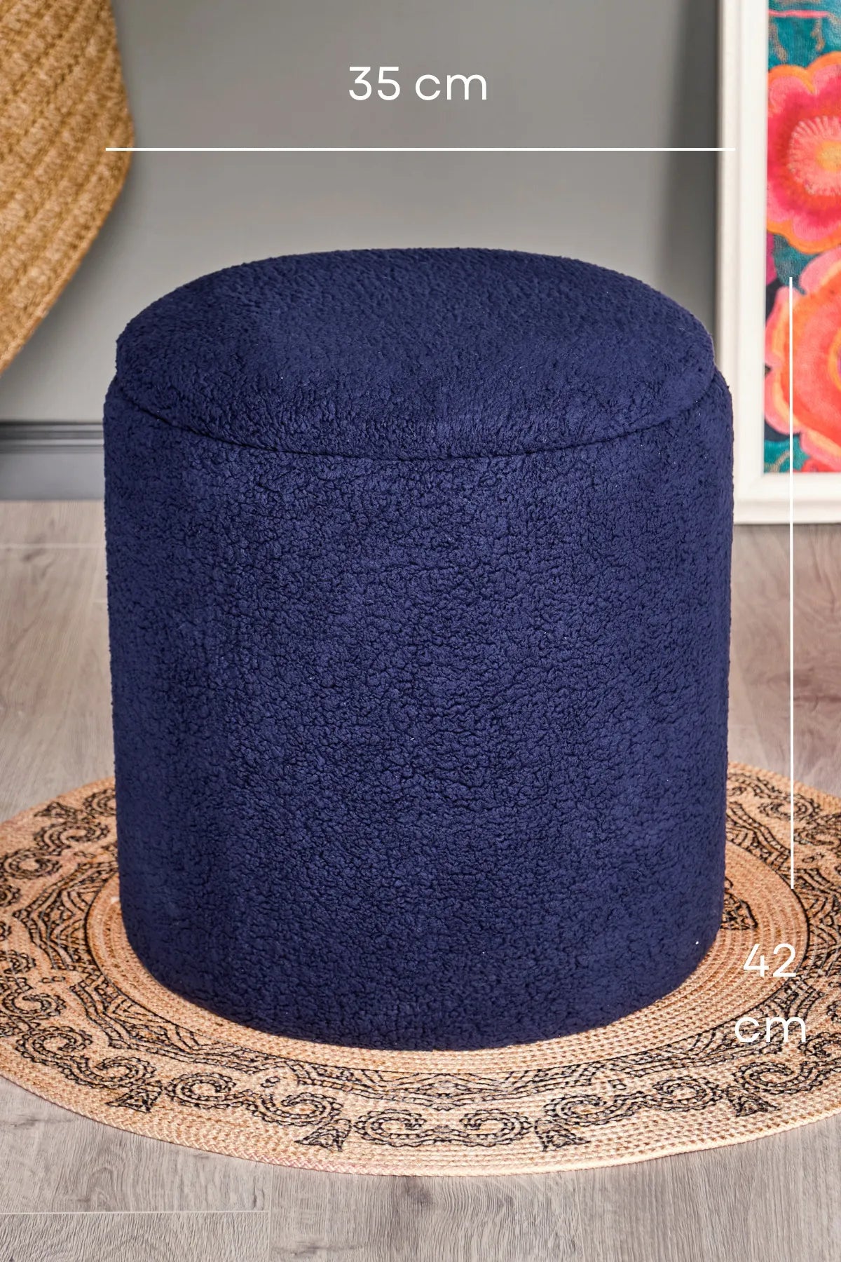 BEJ PELUŞ SANDIKLI LARGE ÇOK AMAÇLI PUF KOLTUK MAKYAJ PUFU BENCH PUF TABURE