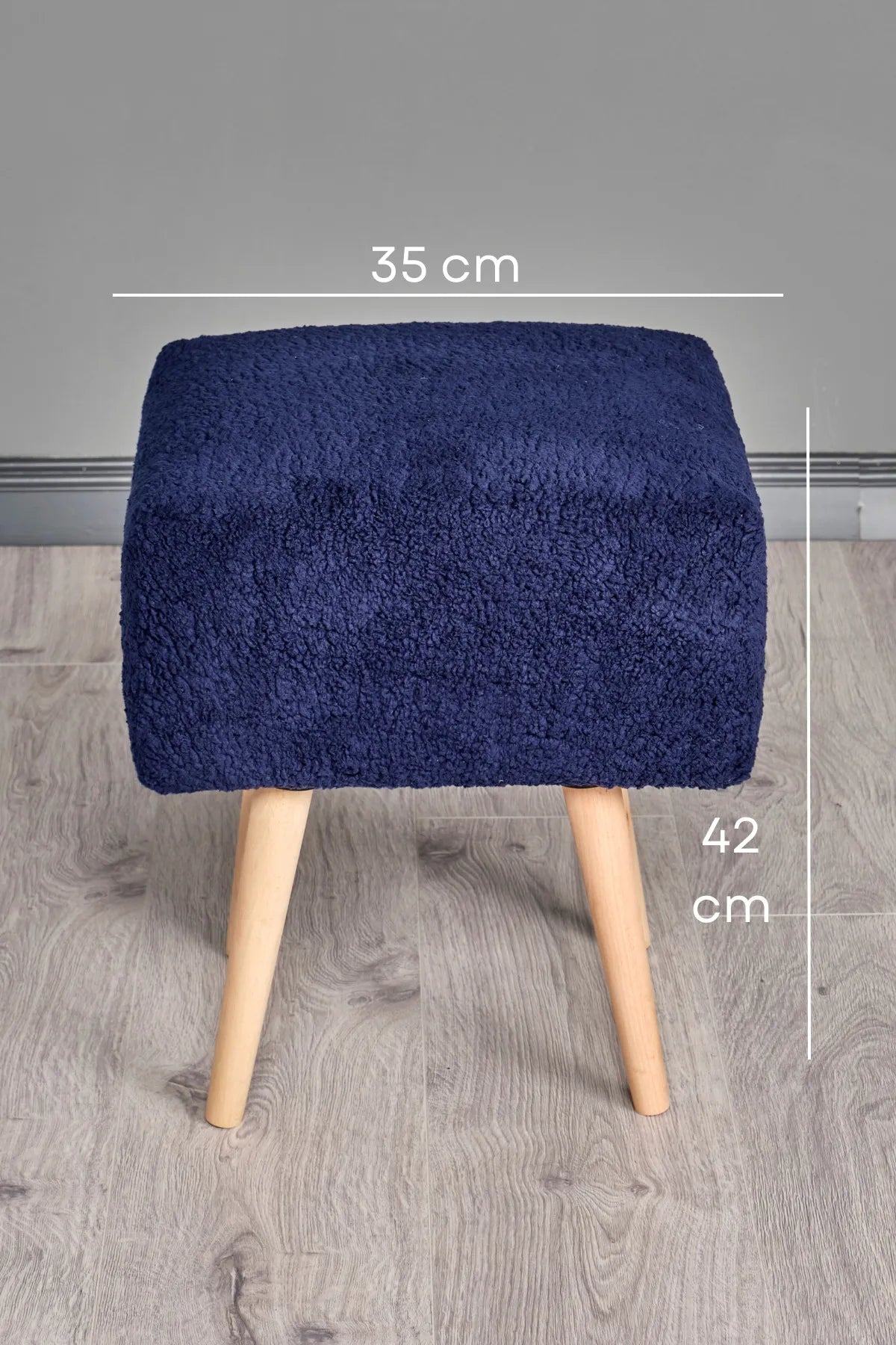 Puf Tabure Ahşap Ayaklı Kuzu Kumaş Makyaj Pufu Puf Sandalye Ayak Uzatma Pufu Kare Puf Bench