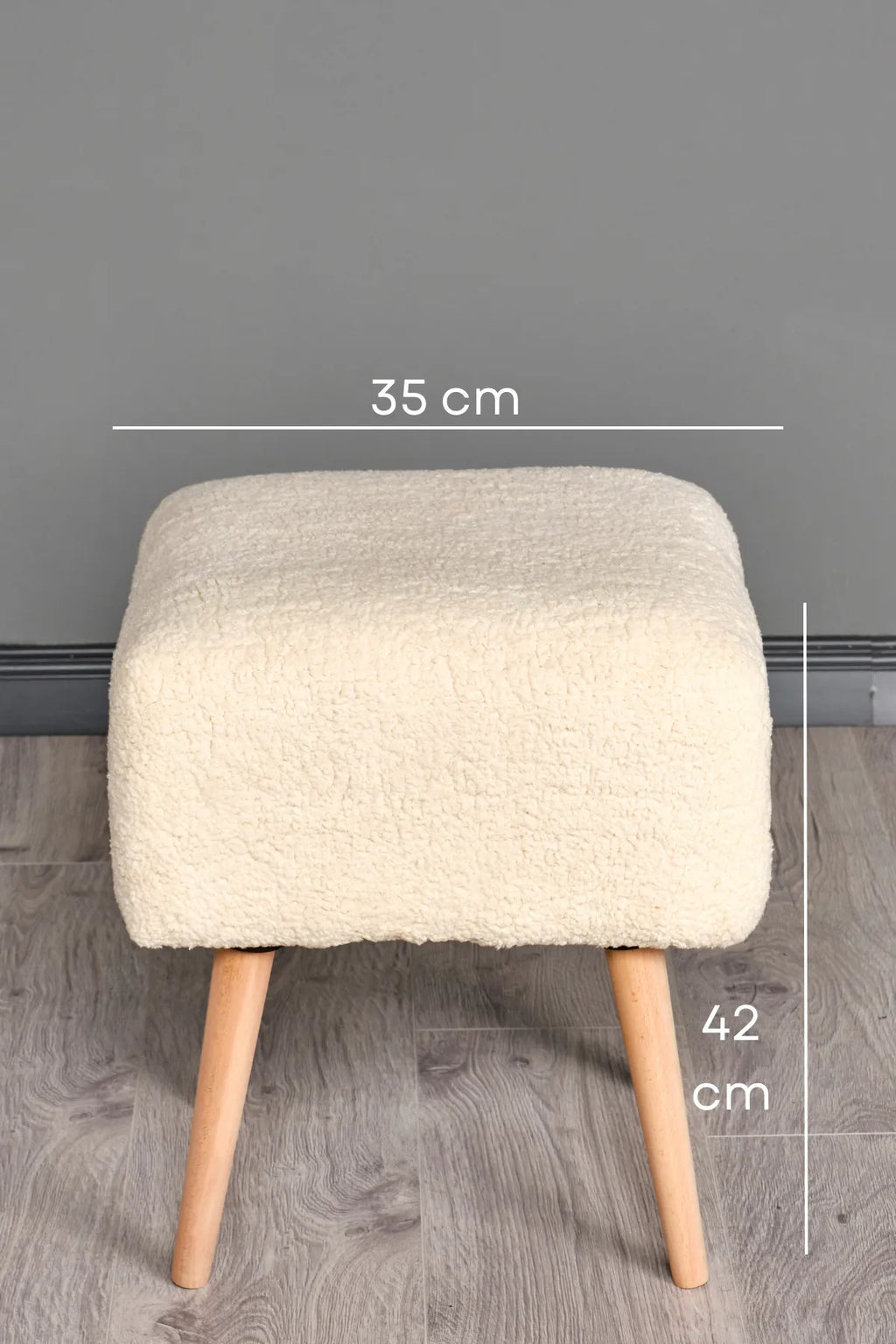 Puf Tabure Ahşap Ayaklı Kuzu Kumaş Makyaj Pufu Puf Sandalye Ayak Uzatma Pufu Kare Puf Bench