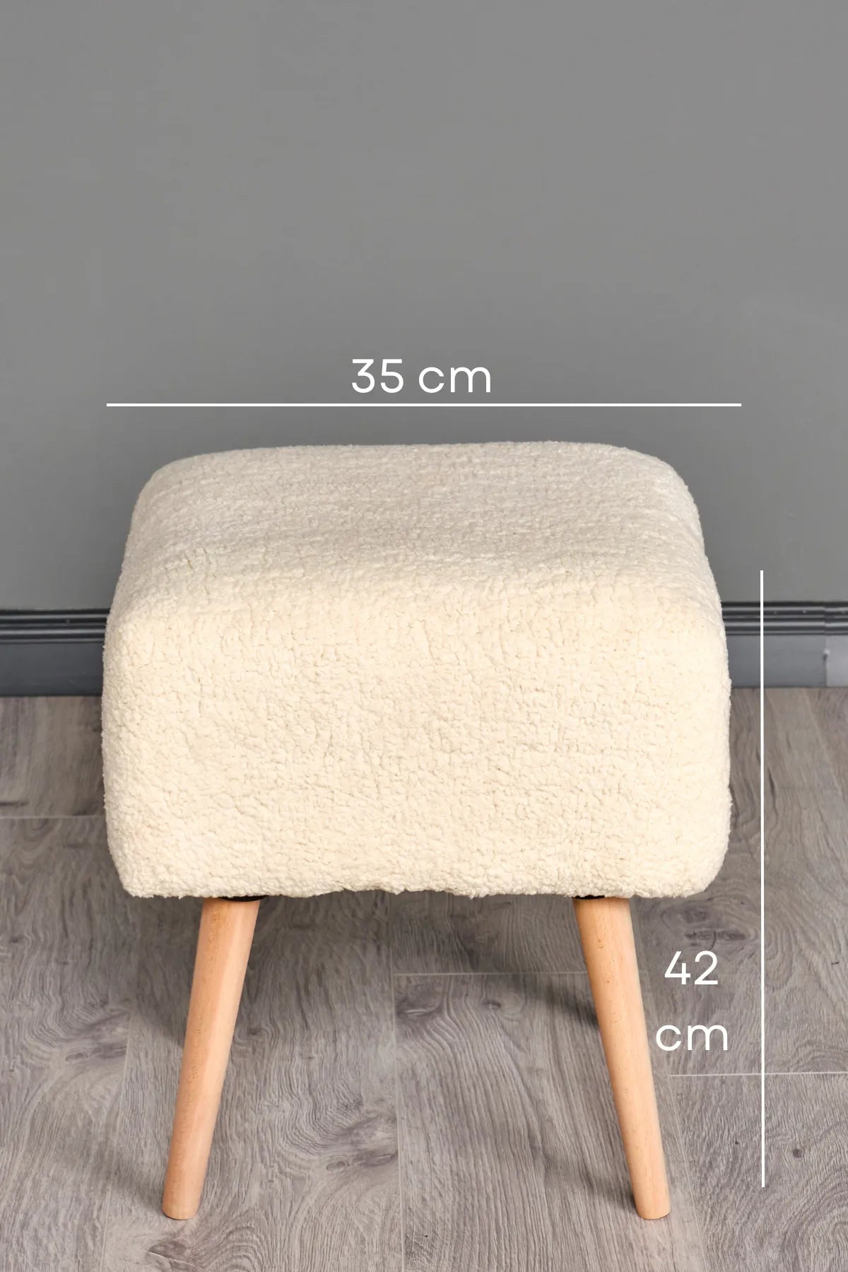 Puf Tabure Ahşap Ayaklı Kuzu Kumaş Makyaj Pufu Puf Sandalye Ayak Uzatma Pufu Kare Puf Bench