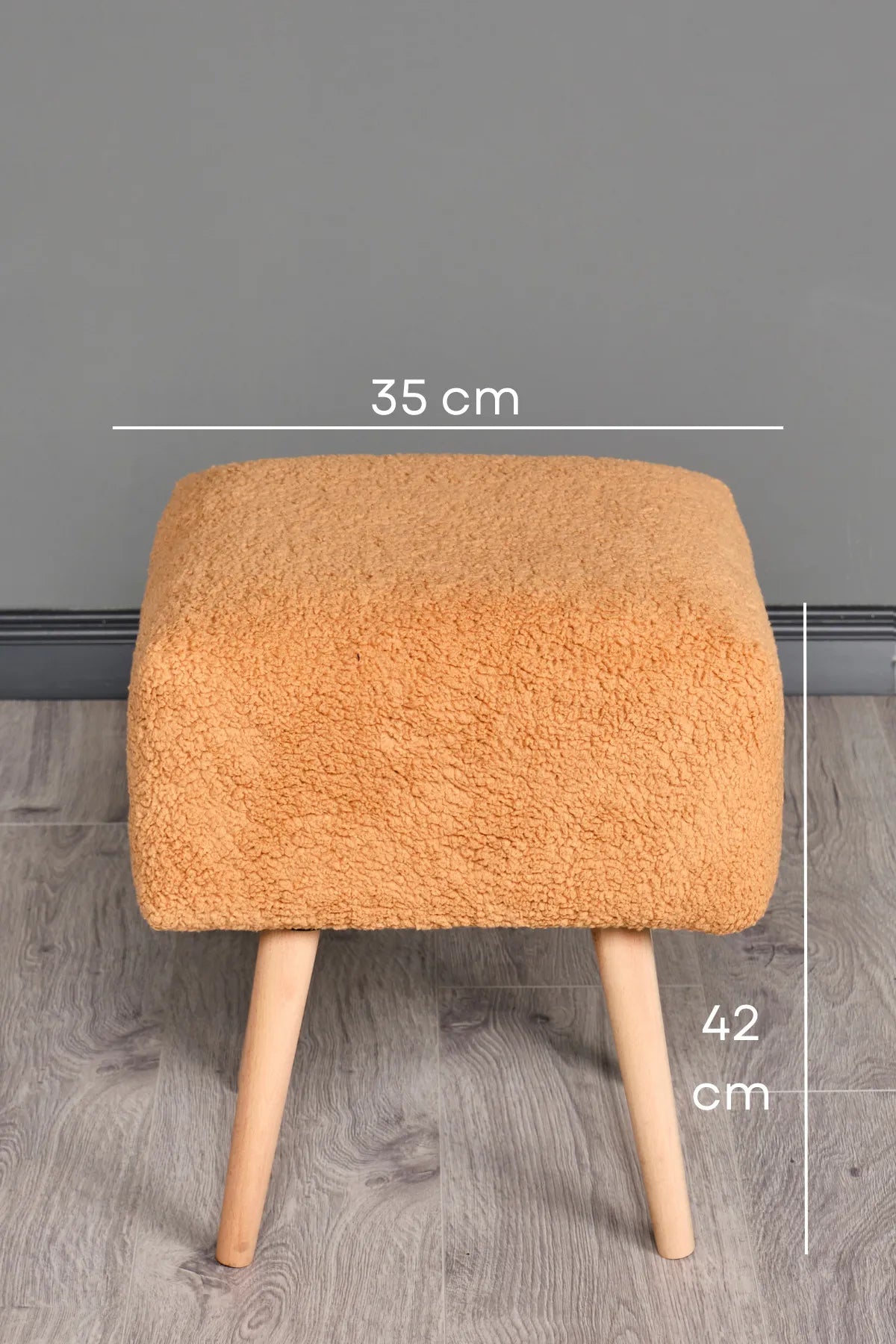 Puf Tabure Ahşap Ayaklı Kuzu Kumaş Makyaj Pufu Puf Sandalye Ayak Uzatma Pufu Kare Puf Bench