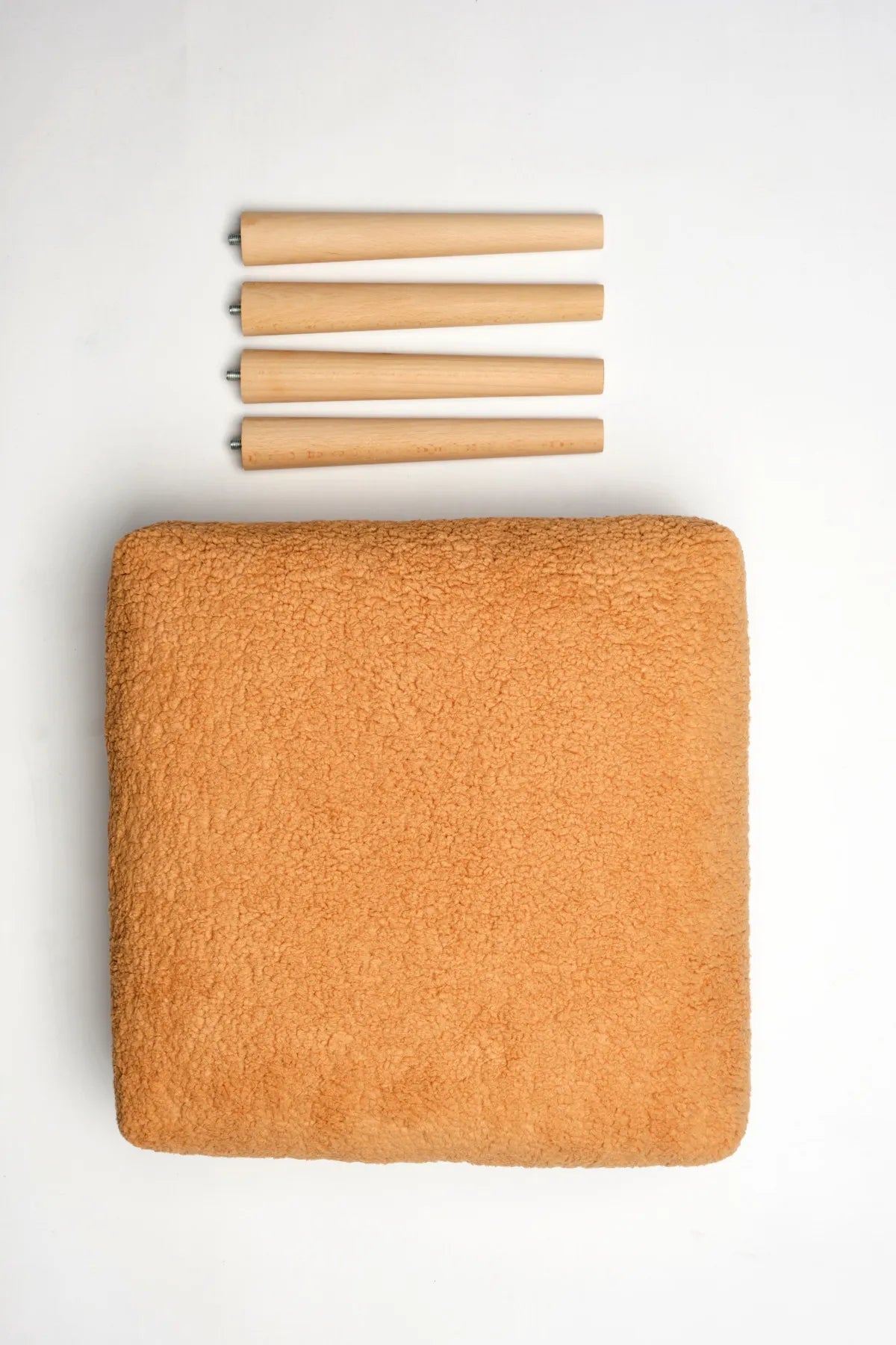 Puf Tabure Ahşap Ayaklı Kuzu Kumaş Makyaj Pufu Puf Sandalye Ayak Uzatma Pufu Kare Puf Bench