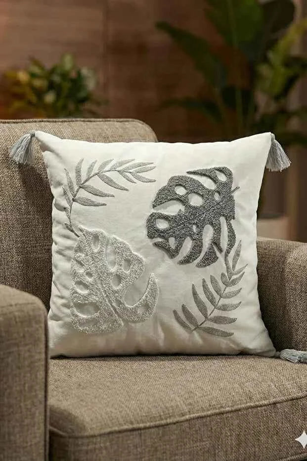 İkili Kare Punch işlemeli Geometrik Temalı Kırlent Kılıfı Koltuk Kırlent Kılıfı