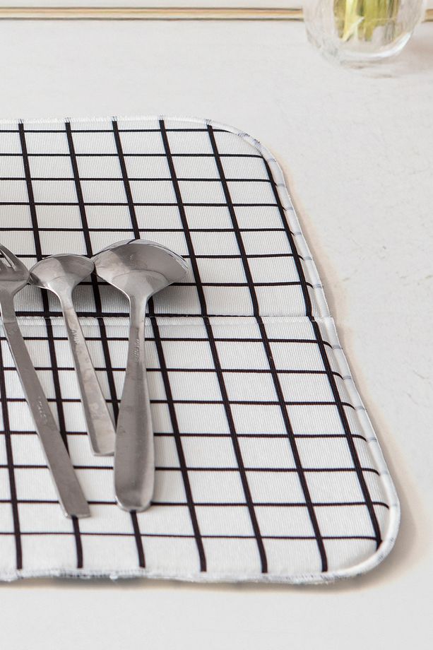 Bulaşık Kurutma Örtüsü, Bulaşıklık, Tezgah Üstü Bulaşık Matı, Süper Emici Mutfak Matı,siyah, beyaz