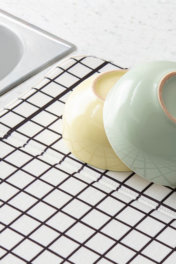 Bulaşık Kurutma Örtüsü, Bulaşıklık, Tezgah Üstü Bulaşık Matı, Süper Emici Mutfak Matı,siyah, beyaz