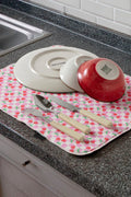 Bulaşık Kurutma Örtüsü, Bulaşıklık, Tezgah Üstü Bulaşık Matı, Süper Emici Mutfak Matı, Kiraz Desenli
