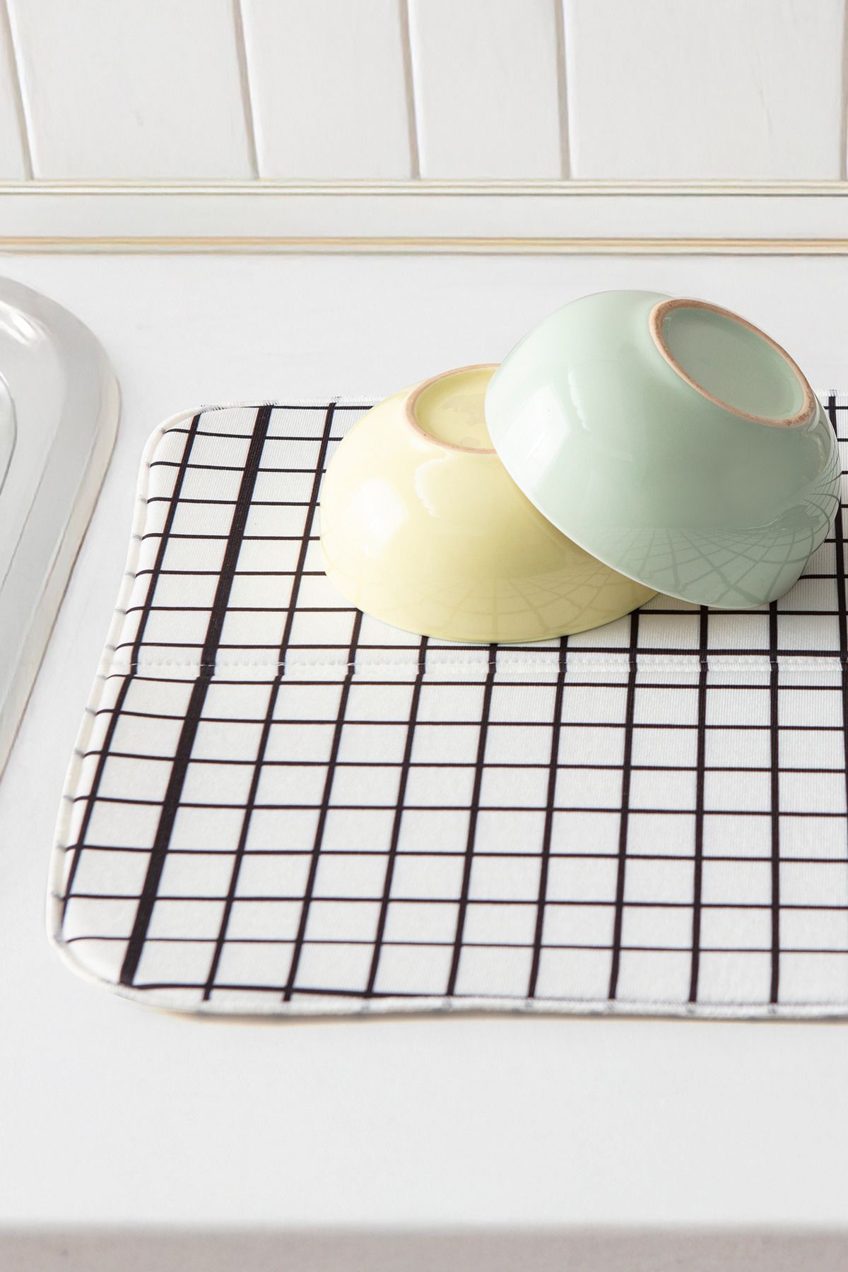 Bulaşık Kurutma Örtüsü, Bulaşıklık, Tezgah Üstü Bulaşık Matı, Süper Emici Mutfak Matı,siyah, beyaz