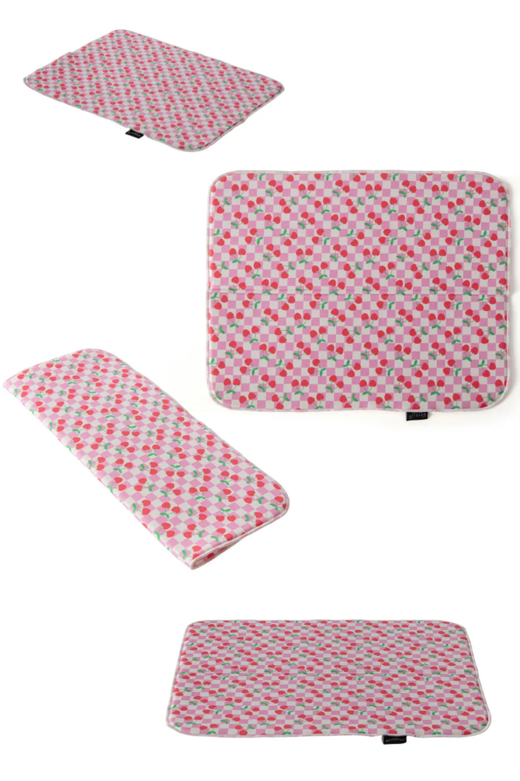 Bulaşık Kurutma Örtüsü, Bulaşıklık, Tezgah Üstü Bulaşık Matı, Süper Emici Mutfak Matı, Kiraz Desenli