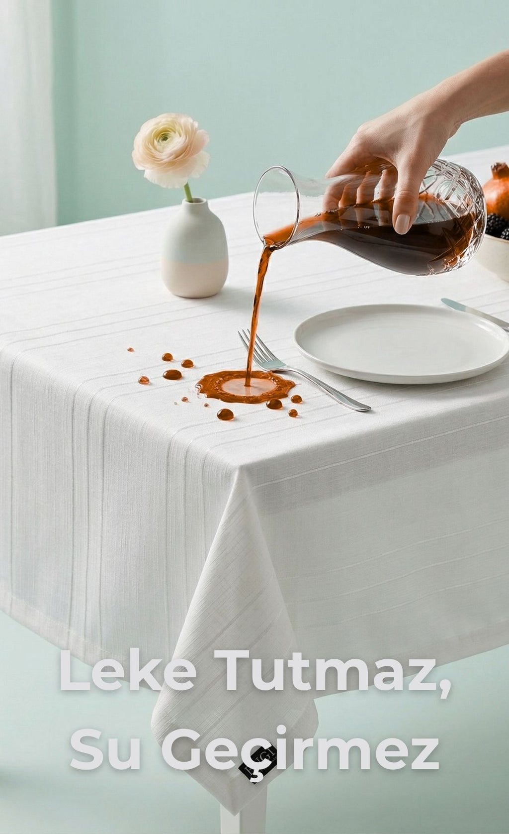 Leke Tutmaz Dertsiz Su Geçirmez Keten Colber Masa Örtüsü 160x220