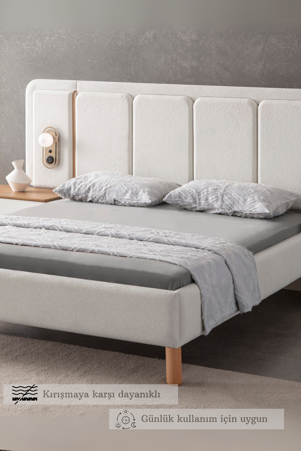 Anna Delux Çift Kişilik Çok Amaçlı Yatak Örtüsü Seti Gri Pamuk Nevresim Takımı Günlük 220x240