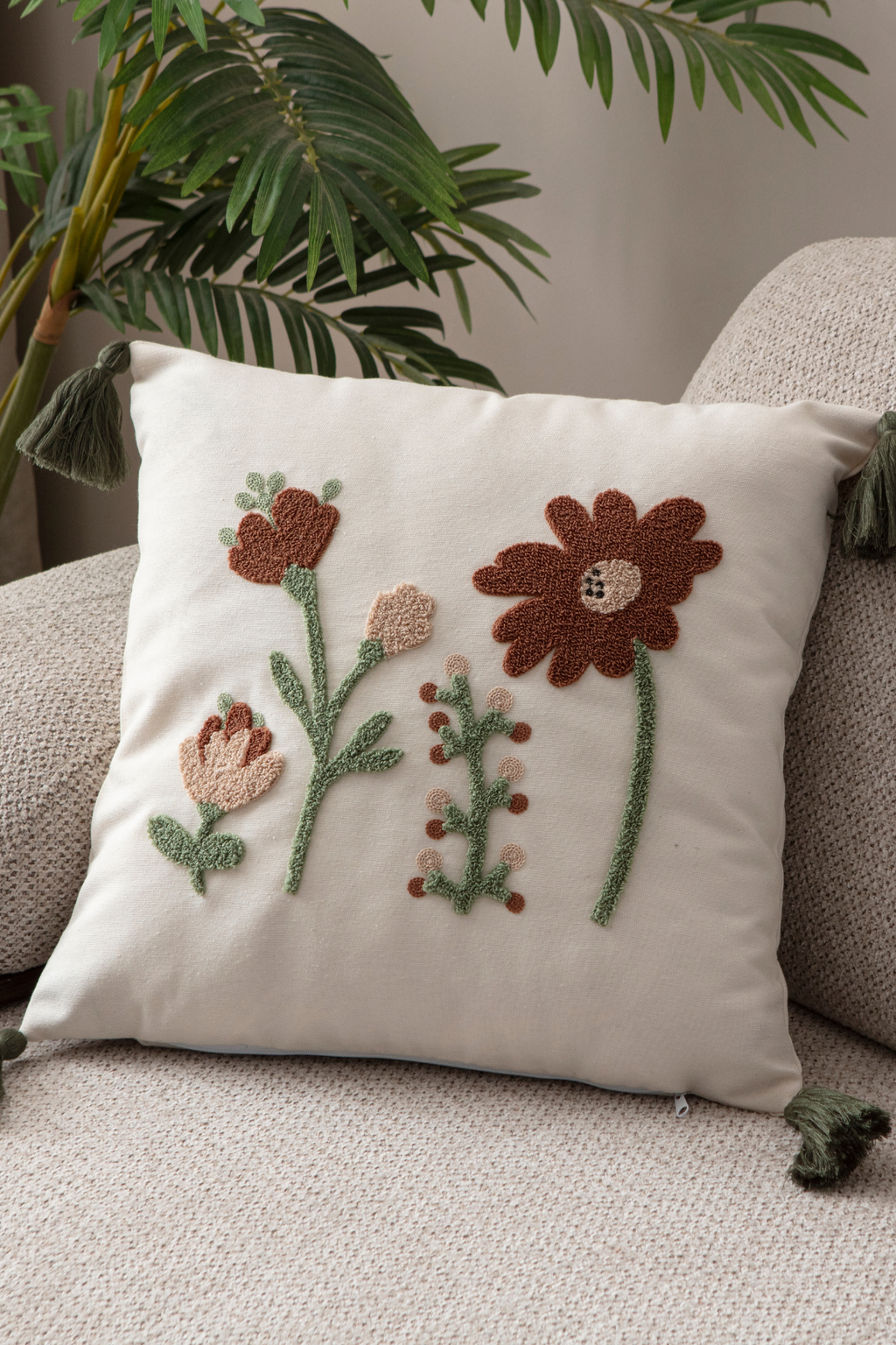 Flower Punch Dekoratif Kırlent Kılıfı Tekli