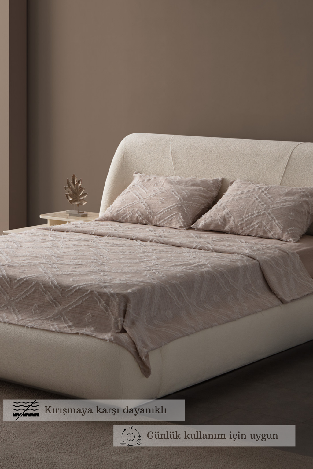 Anna Delux Çift Kişilik Çok Amaçlı Yatak Örtüsü Seti Bej Pamuk Nevresim Takımı Günlük 220x240