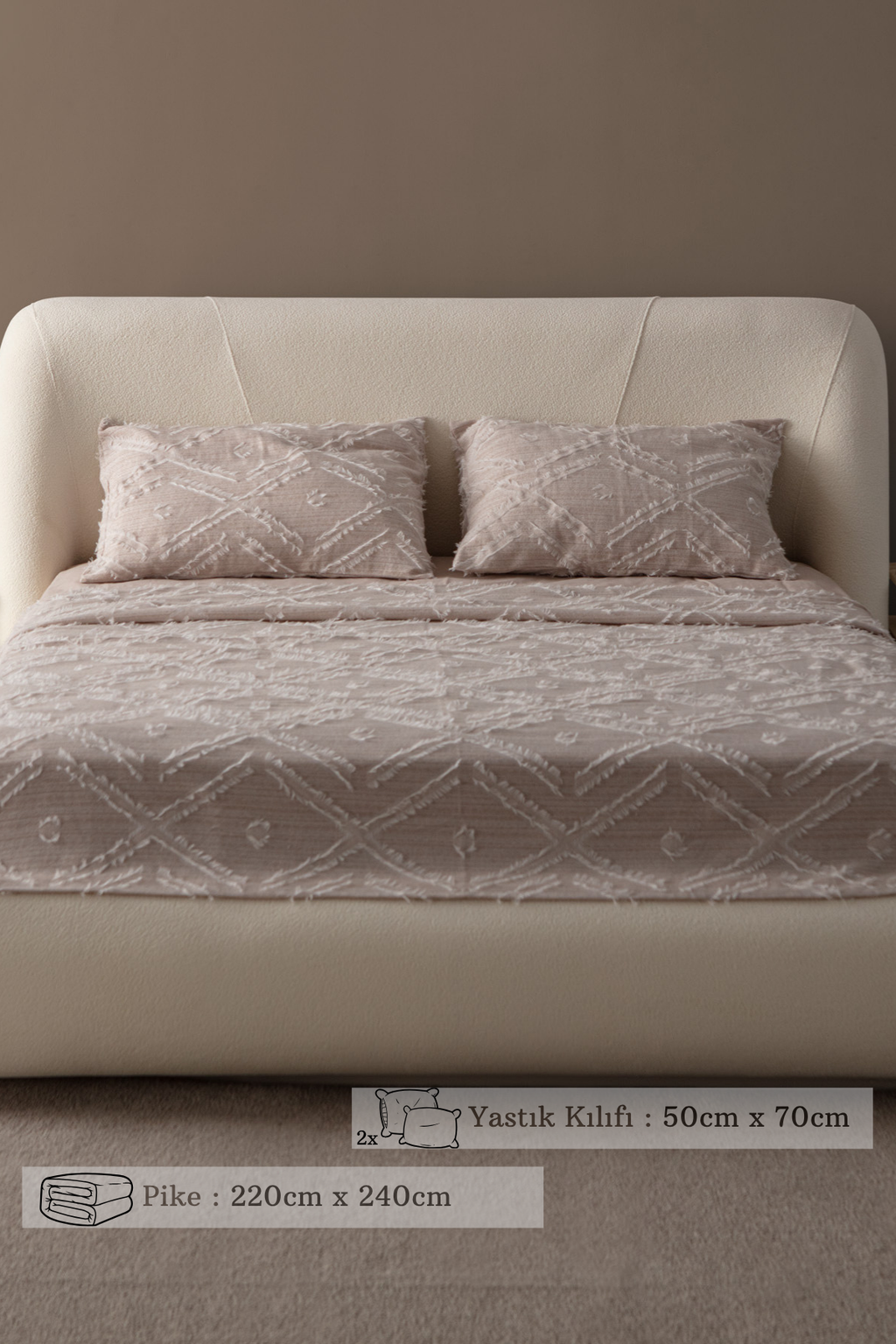 Anna Delux Çift Kişilik Çok Amaçlı Yatak Örtüsü Seti Bej Pamuk Nevresim Takımı Günlük 220x240