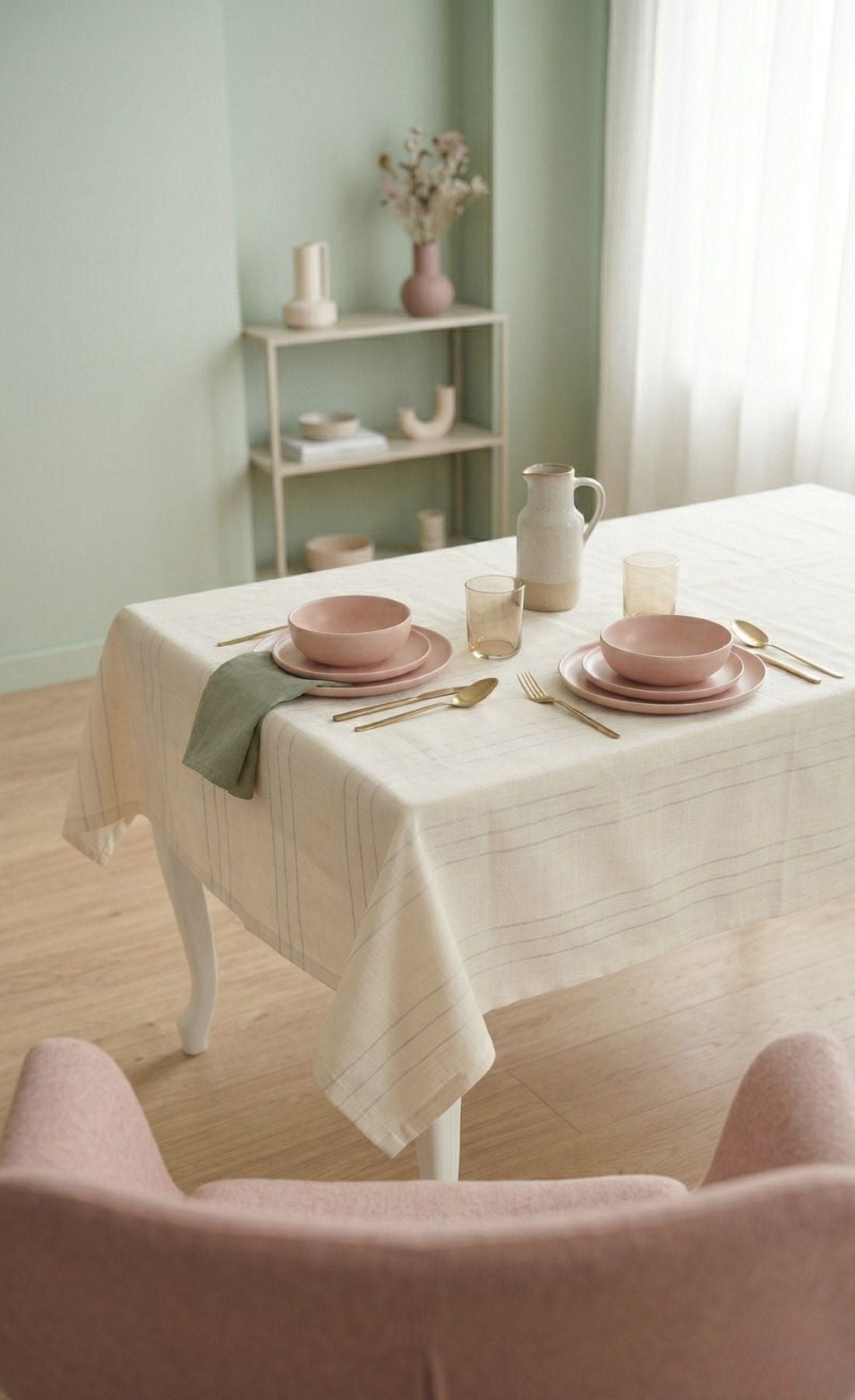 Leke Tutmaz Dertsiz Su Geçirmez Keten Colber Masa Örtüsü 160x220