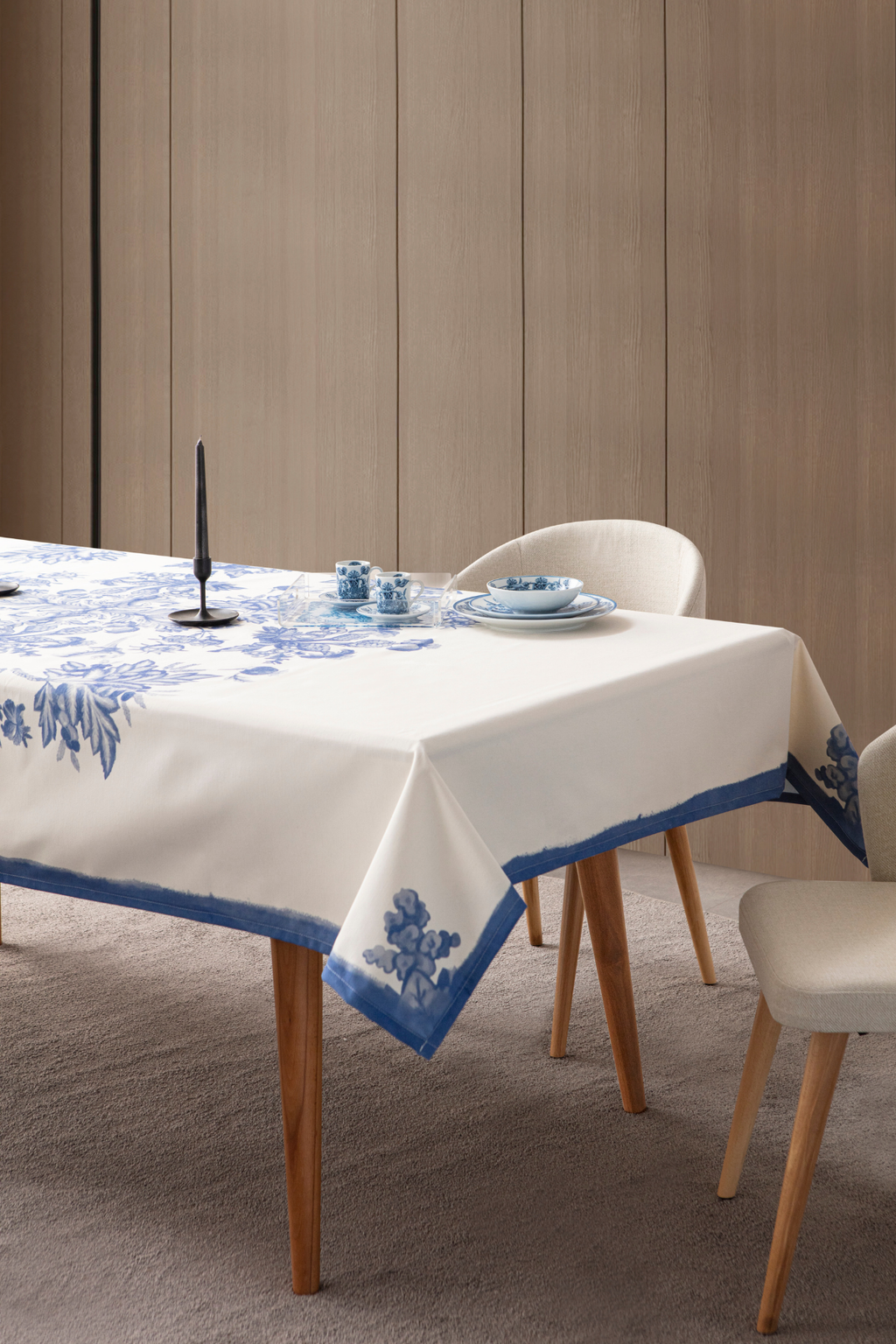 Elysian Blue Yemek Masası, Mutfak Masası Takımı, Masa Örtüsü,Runner,6 Amerikan Servis, 6 Kumaş Peçete