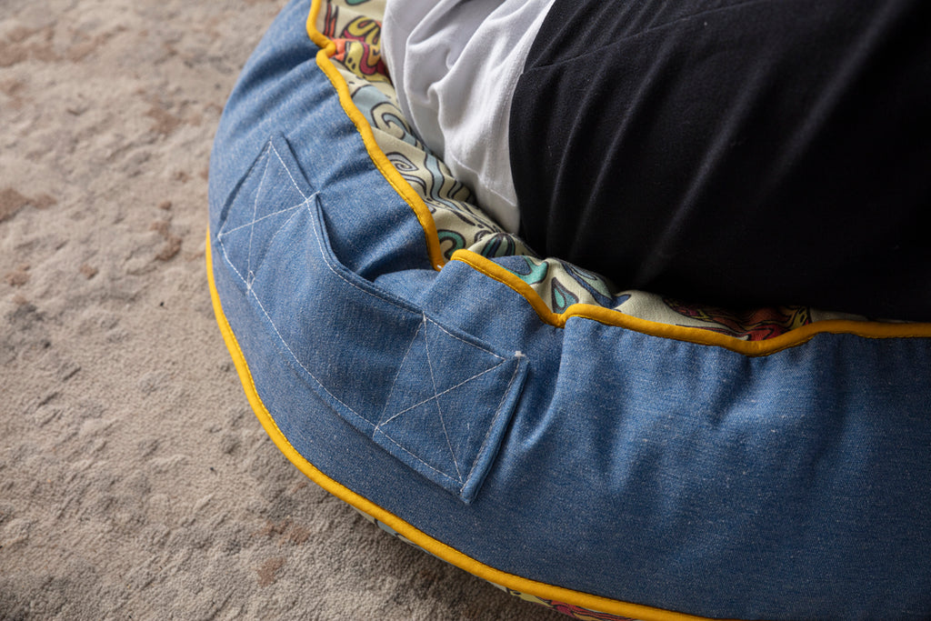 Yuvarlak Dekoratif Bahçe Minderi, Taşınabilir Balkon Pufu, 60x60cm, Meditasyon Minderi