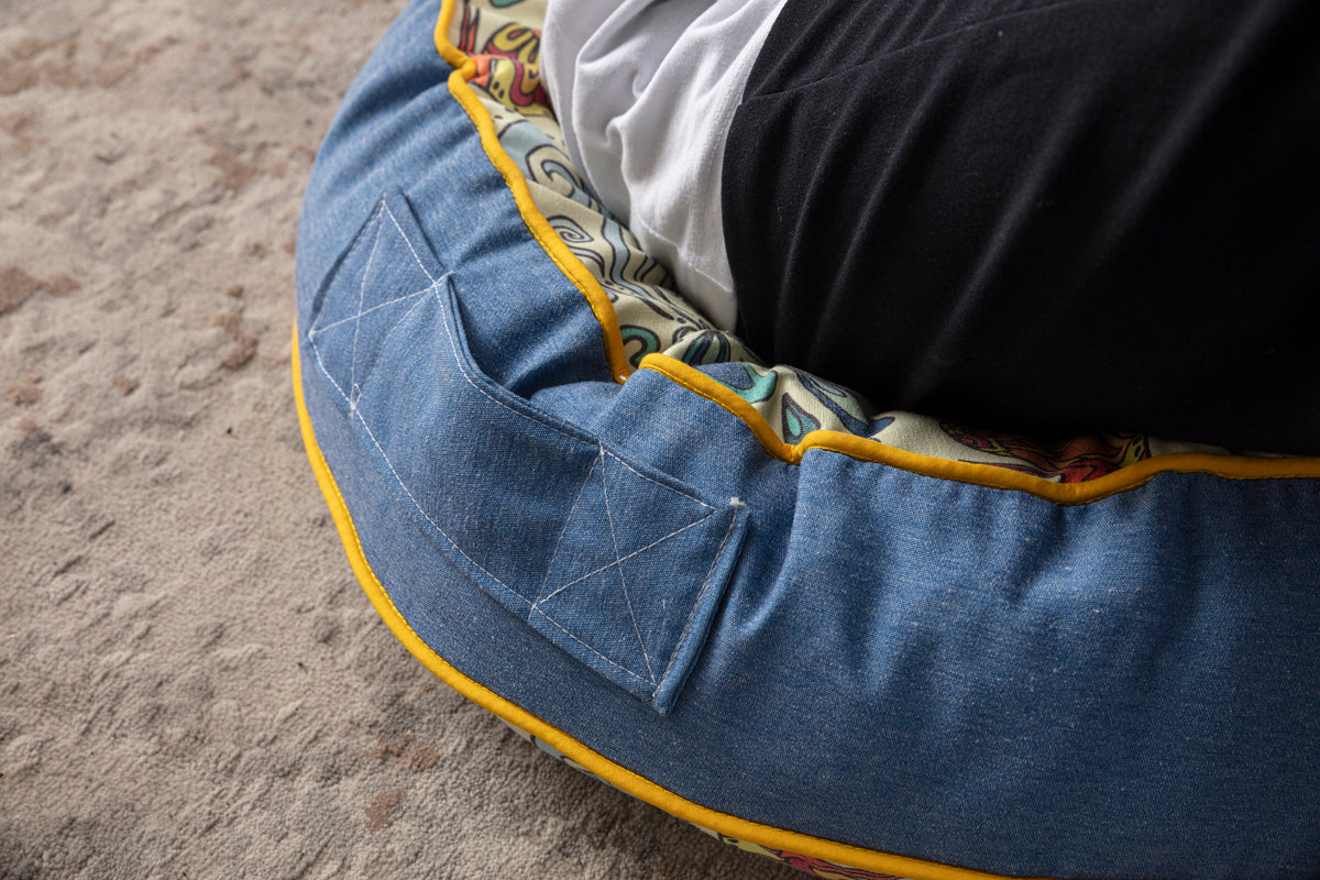 Yuvarlak Dekoratif Bahçe Minderi, Taşınabilir Balkon Pufu, 60x60cm, Meditasyon Minderi