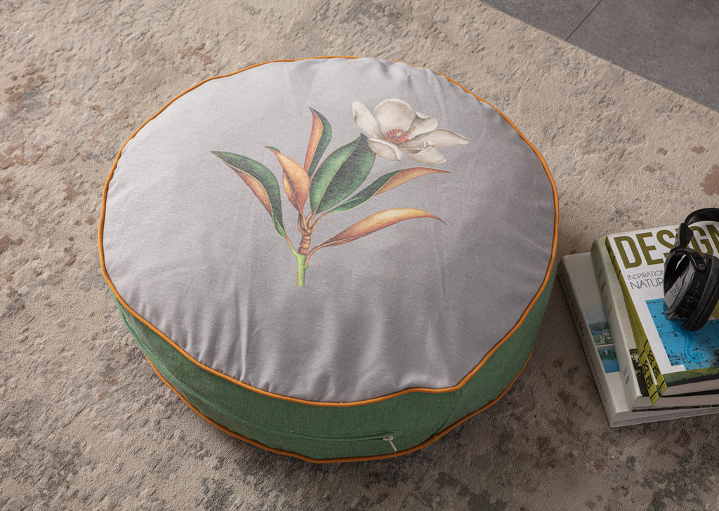 Yuvarlak Dekoratif Bahçe Minderi, Taşınabilir Balkon Pufu, 60x60cm,