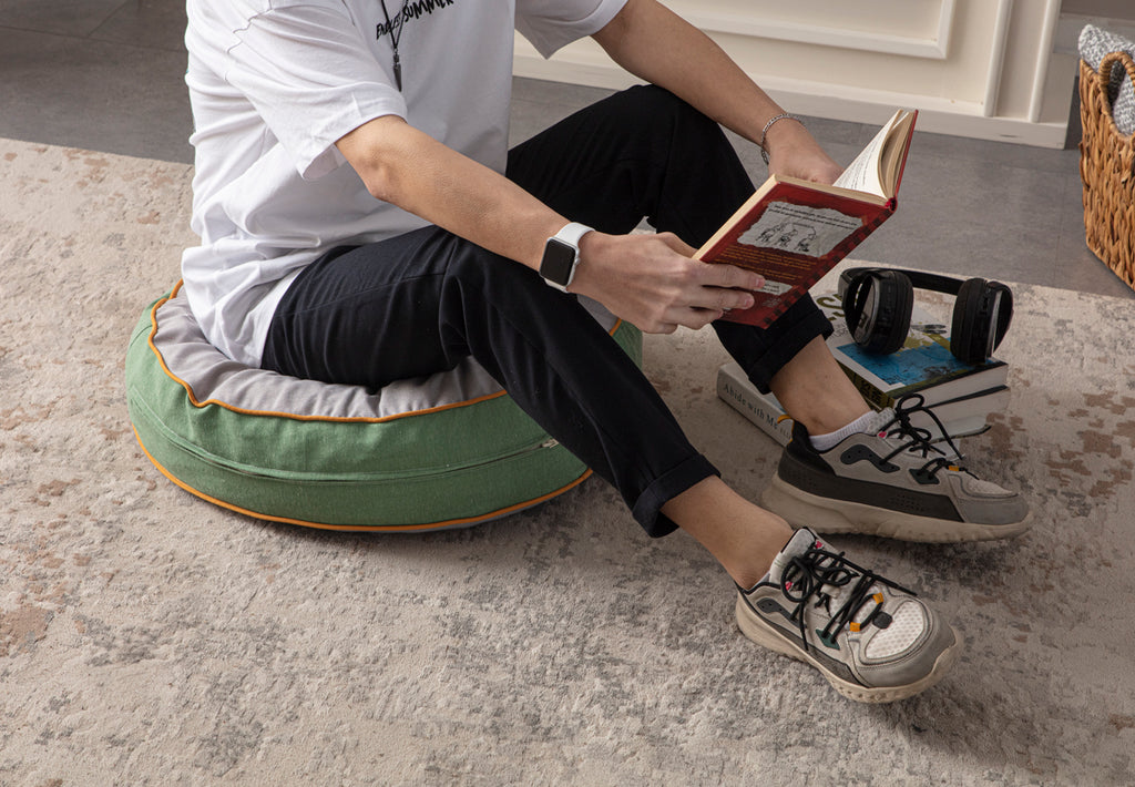 Yuvarlak Dekoratif Bahçe Minderi, Taşınabilir Balkon Pufu, 60x60cm,