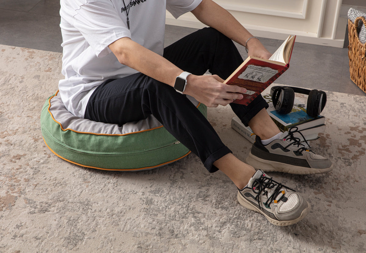 Yuvarlak Dekoratif Bahçe Minderi, Taşınabilir Balkon Pufu, 60x60cm,