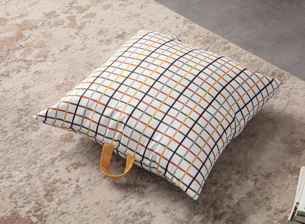 Kare Yer Minderi Aynasız, Dekoratif Puf Minder Kare, Taşınabilir Yastık, Geometrik