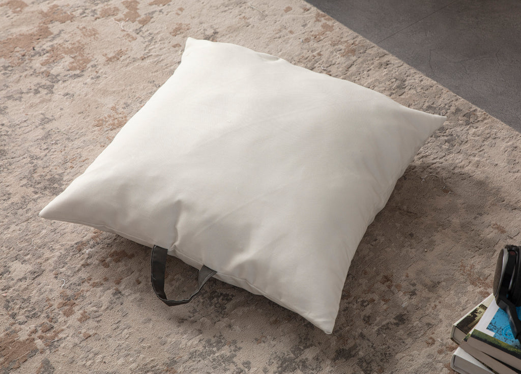 Kare Yer Minderi Aynasız, Dekoratif Puf Minder Kare, Taşınabilir Yastık, Krem