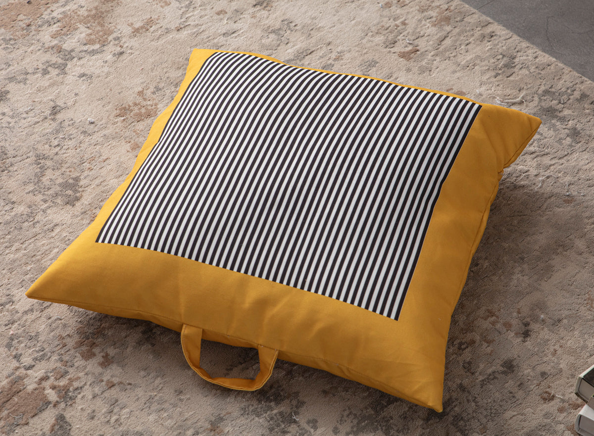 Kare Yer Minderi Aynasız, Dekoratif Puf Minder Kare, Taşınabilir Yastık, Sarı