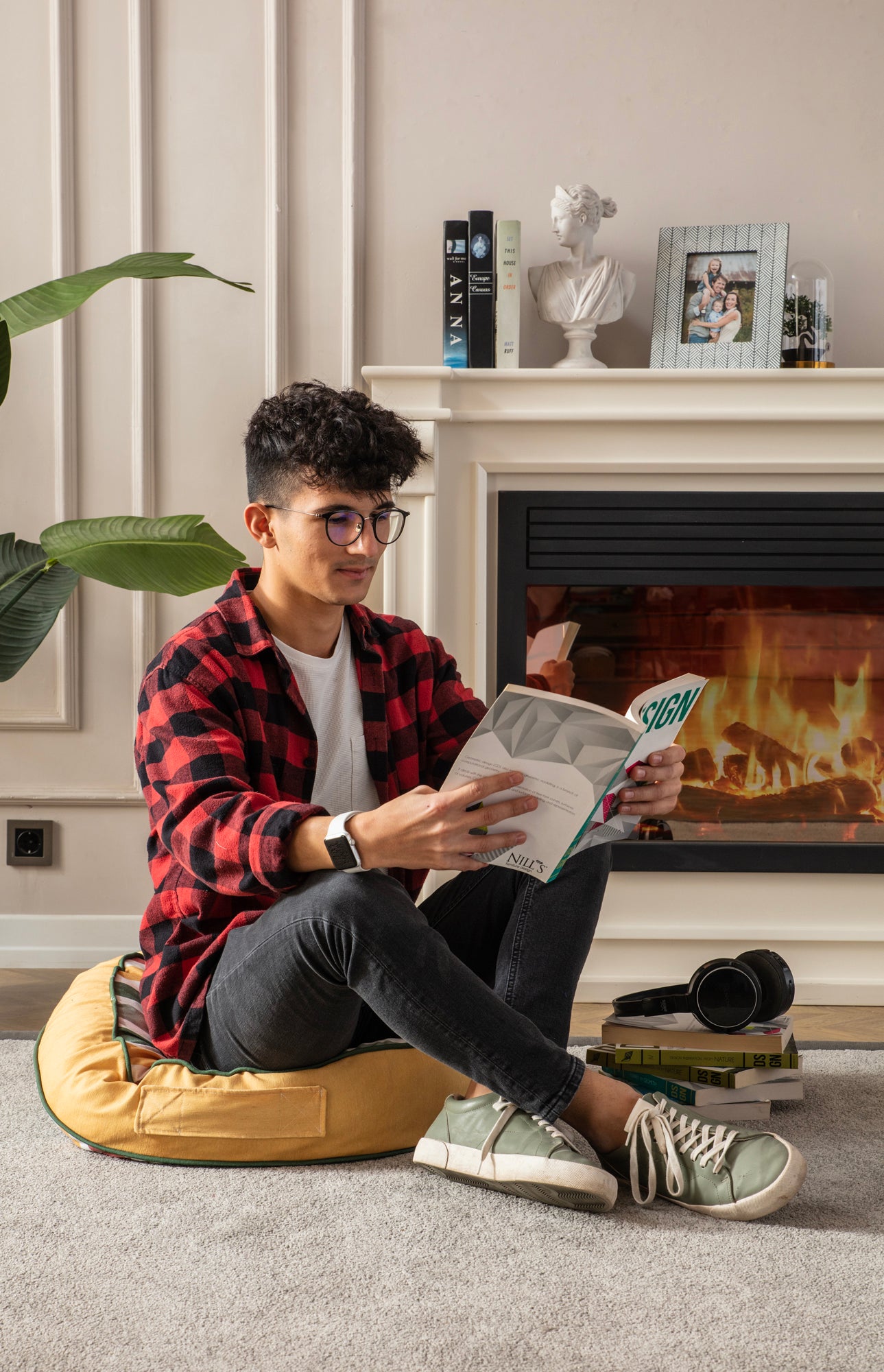 Yuvarlak Dekoratif Bahçe Minderi, Balkon Pufu 60x60cm, Gökkuşağı Desenli