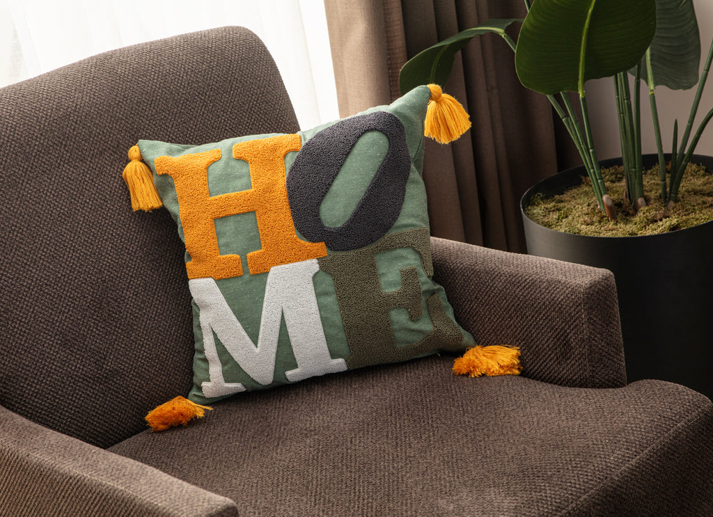 4'lü Kombin Dekoratif Punch İşlemeli Püsküllü Kırlent Kılıfı