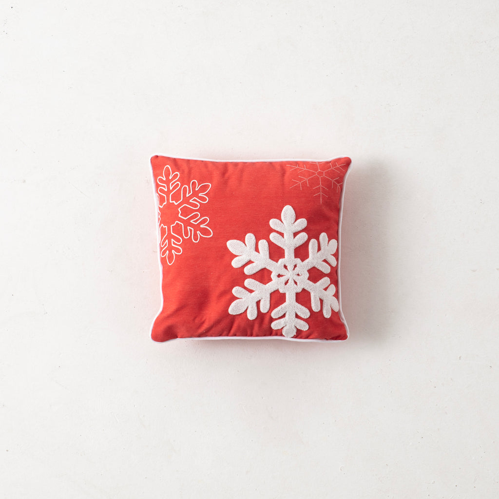 Dekoratif Punch İşlemeli Biyeli Keten Kırlent Kılıfı, Yılbaşı Temalı