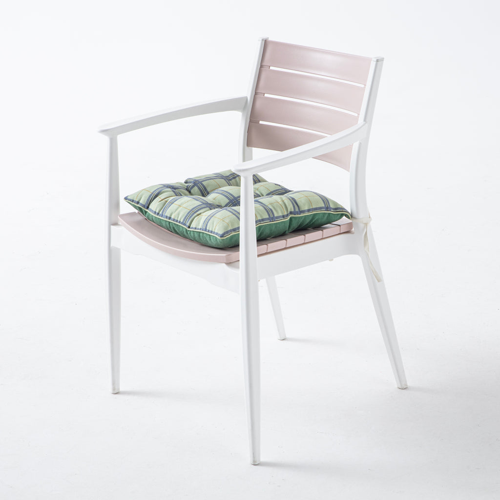 Dekoratif Rahat Sandalye Minderi, Yeşil Ekoseli