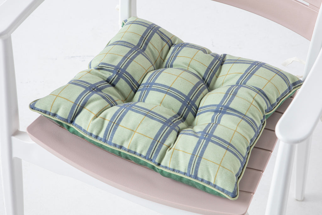 Dekoratif Rahat Sandalye Minderi, Yeşil Ekoseli