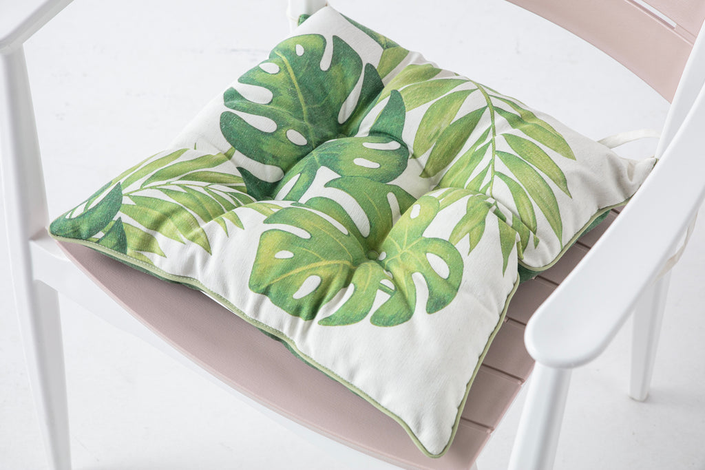 Dekoratif Rahat Sandalye Minderi, Yeşil Yaprak Desenli