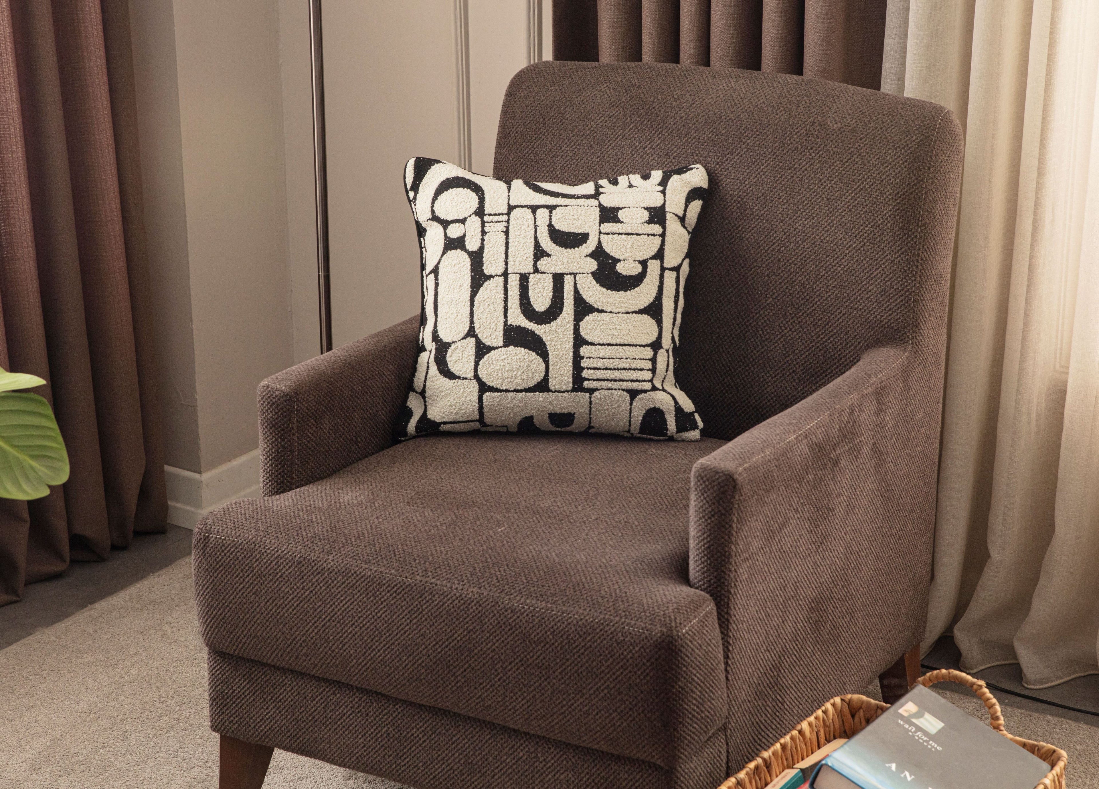 Jakarlı Premium Keten Kırlent Kılıfı 43x43cm, Bohem