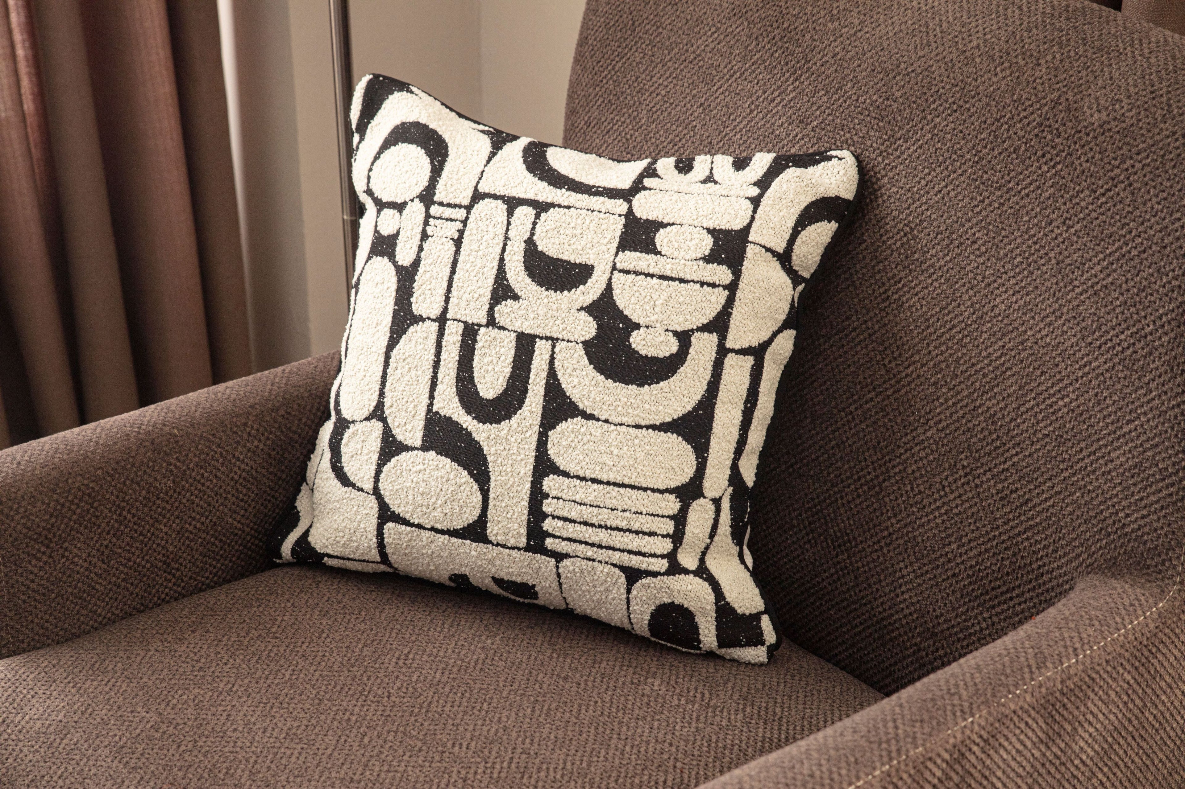 Jakarlı Premium Keten Kırlent Kılıfı 43x43cm, Bohem