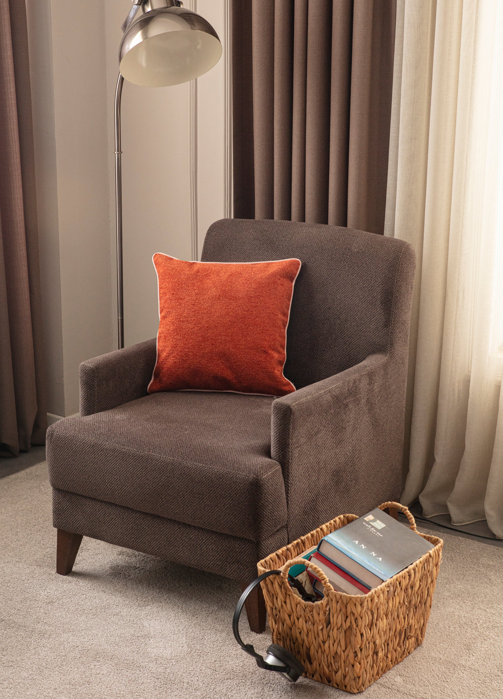 Biyeli Dekoratif Premium Kırlent Kılıfı, Kırmızı