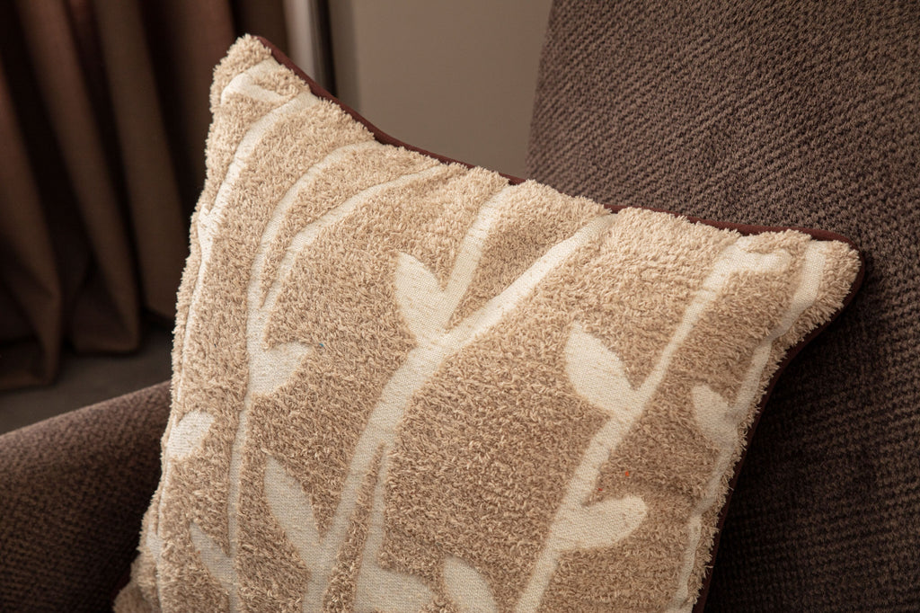 Biyeli Dekoratif Premium Kırlent Kılıfı, 43x43cm, 'Dal'