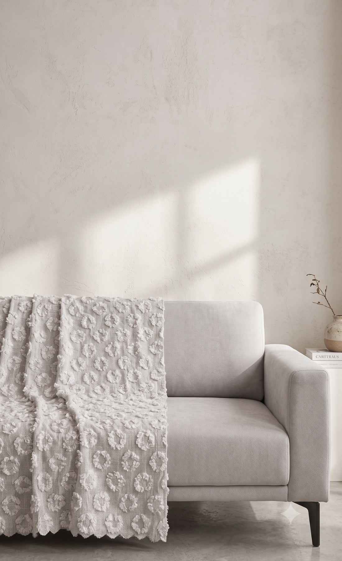 Çok Amaçlı Koltuk Şalı Çekyat Örtüsü Kanepe Koruyucu Kabartma Desenli Bej 175x215cm