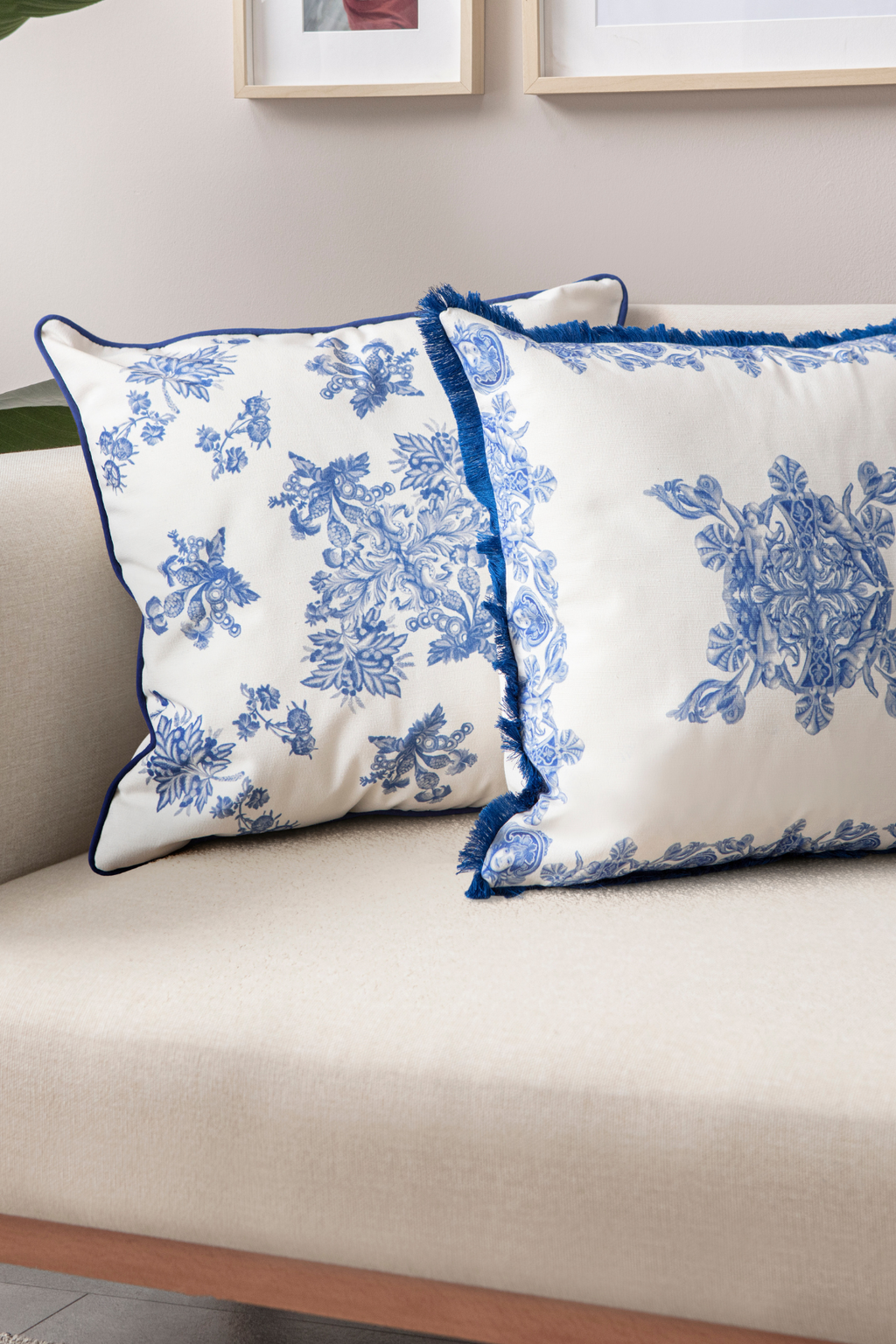 Azure & Elysian Premium Seri Mavi Özel Tasarım İkili Kırlent Kılıfı, Dekoratif Çift Kırlent Kılıfı