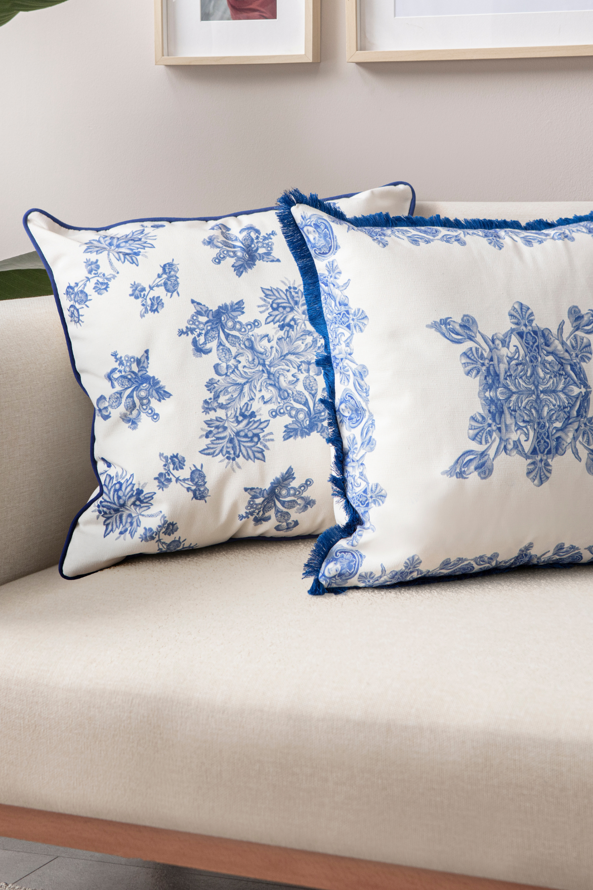 Azure & Elysian Premium Seri Mavi Özel Tasarım İkili Kırlent Kılıfı, Dekoratif Çift Kırlent Kılıfı