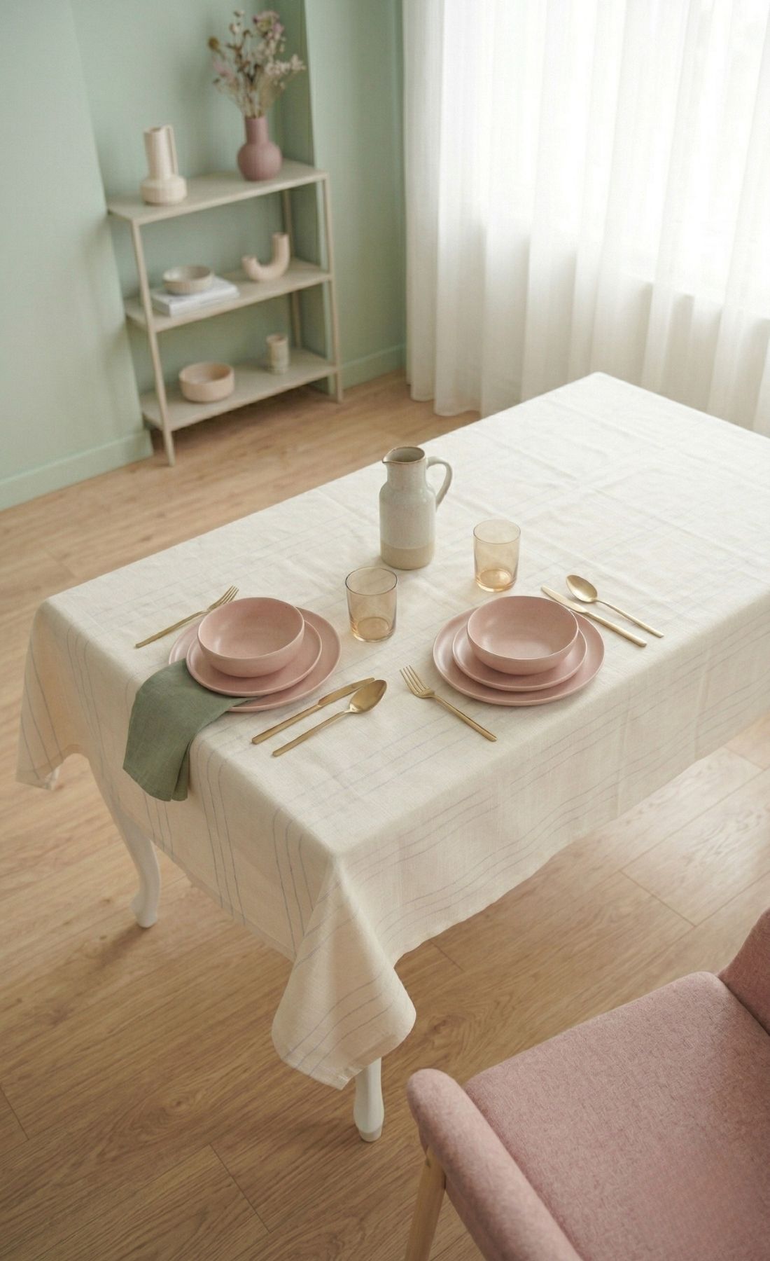 Leke Tutmaz Dertsiz Su Geçirmez Keten Colber Masa Örtüsü 160x220