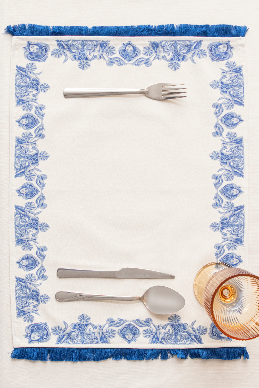 Azure Blue, Duck Keten Amerikan Servis, 6 Kişilik, 6'lı Amerikan servis 40x50